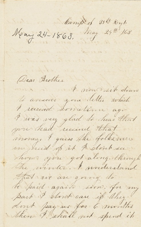 Letter from George to his brother dated May 24th, 1863